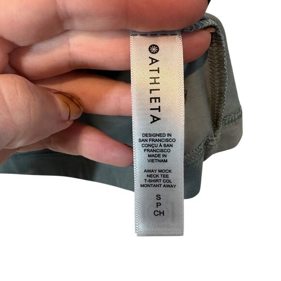 Athleta Away Mock Neck Tee Minimalistic Grey Green Small‎ Basic Staple Minimal - Picture 6 of 9